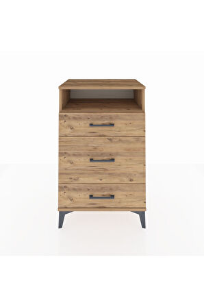 Hyperion Komodin Tek Raflı 3 Çekmeceli 60x44x96 Çam-Çam