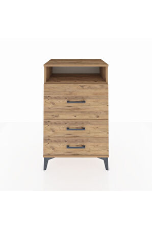 Hyperion Komodin Tek Raflı 3 Çekmeceli 60x44x96 Çam-Çam