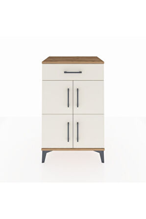 Hyperion Komodin Tek Raflı Tek Çekmeceli 4 Kapaklı 60x44x96 Çam-Aytaşı