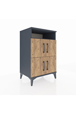 Hyperion Komodin 2 Raflı 4 Kapaklı 60x44x96 Antrasit-Çam