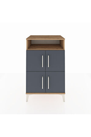 Hyperion Komodin 2 Raflı 4 Kapaklı 60x44x96 Çam-Antrasit