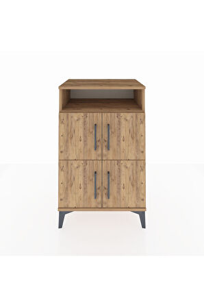 Hyperion Komodin 2 Raflı 4 Kapaklı 60x44x96 Çam-Çam