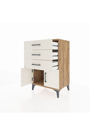 Hyperion Komodin 3 Çekmeceli 2 Kapaklı 60x44x96 Çam-Aytaşı