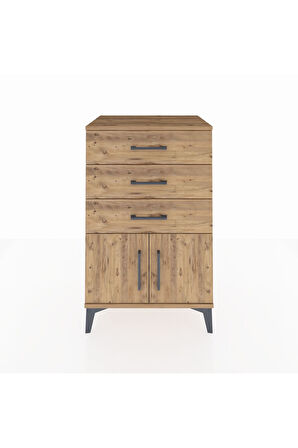 Hyperion Komodin 3 Çekmeceli 2 Kapaklı 60x44x96 Çam-Çam