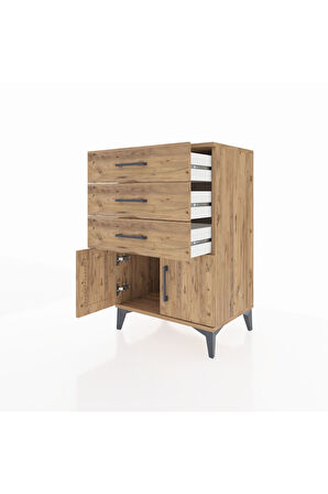 Hyperion Komodin 3 Çekmeceli 2 Kapaklı 60x44x96 Çam-Çam