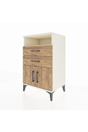 Hyperion Komodin Tek Raflı 2 Çekmeceli 2 Kapaklı 60x44x96 Aytaşı-Çam