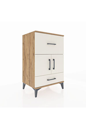Hyperion Komodin Tek Raflı 2 Çekmeceli 2 Kapaklı 60x44x96 Çam-Aytaşı
