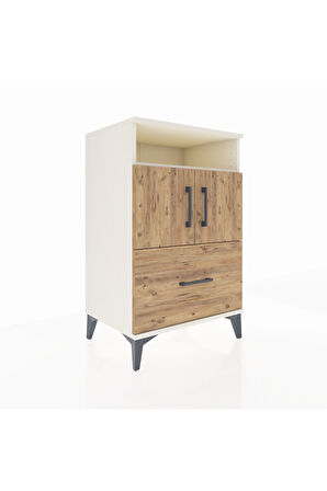 Hyperion Komodin 2 Raflı Tek Çekmeceli 2 Kapaklı 60x44x96 Aytaşı-Çam