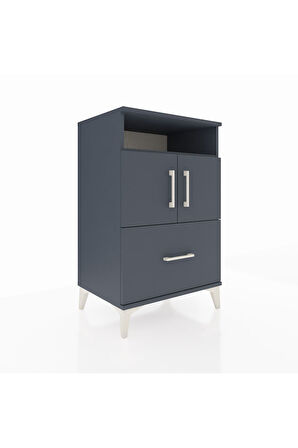 Hyperion Komodin 2 Raflı Tek Çekmeceli 2 Kapaklı 60x44x96 Antrasit-Antrasit
