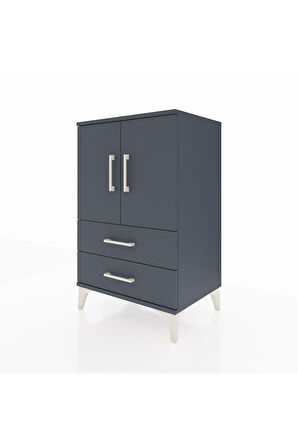 Hyperion Komodin 2 Raflı 2 Çekmeceli 2 Kapaklı 60x44x96 Antrasit-Antrasit