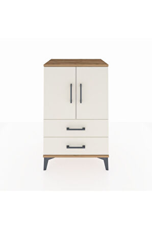 Hyperion Komodin 2 Raflı 2 Çekmeceli 2 Kapaklı 60x44x96 Çam-Aytaşı