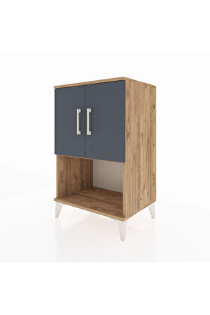 Hyperion Komodin 2 Raflı 2 Kapaklı 60x44x96 Çam-Antrasit
