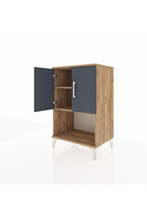 Hyperion Komodin 2 Raflı 2 Kapaklı 60x44x96 Çam-Antrasit