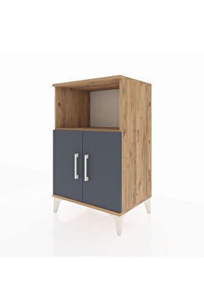Hyperion Komodin 2 Raflı 2 Kapaklı 60x44x96 Çam-Antrasit