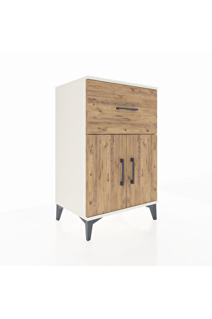 Hyperion Komodin Tek Raflı Tek Çekmeceli 2 Kapaklı 60x44x96 Aytaşı-Çam