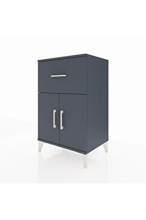 Hyperion Komodin Tek Raflı Tek Çekmeceli 2 Kapaklı 60x44x96 Antrasit-Antrasit