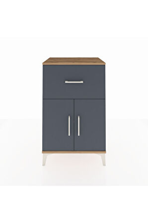 Hyperion Komodin Tek Raflı Tek Çekmeceli 2 Kapaklı 60x44x96 Çam-Antrasit