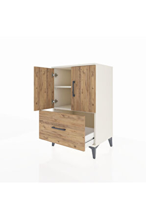 Hyperion Komodin 2 Raflı Tek Çekmeceli 2 Kapaklı 60x44x96 Aytaşı-Çam