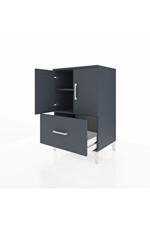 Hyperion Komodin 2 Raflı Tek Çekmeceli 2 Kapaklı 60x44x96 Antrasit-Antrasit