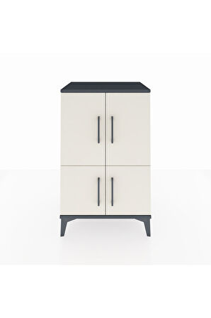 Hyperion Komodin 3 Raflı 4 Kapaklı 60x44x96 Antrasit-Aytaşı