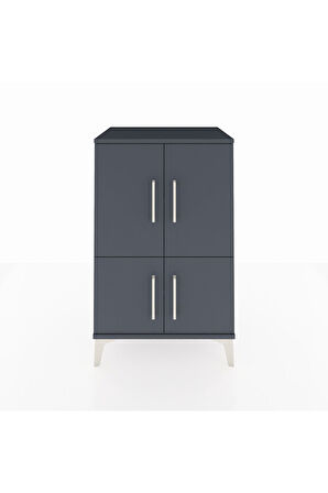 Hyperion Komodin 3 Raflı 4 Kapaklı 60x44x96 Antrasit-Antrasit