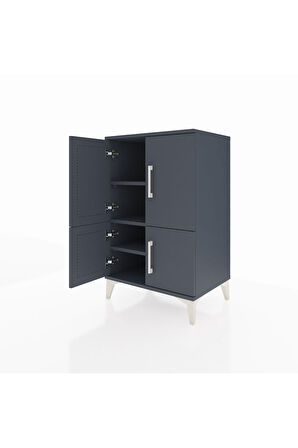 Hyperion Komodin 3 Raflı 4 Kapaklı 60x44x96 Antrasit-Antrasit