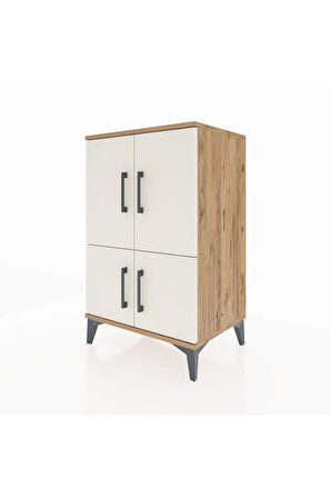 Hyperion Komodin 3 Raflı 4 Kapaklı 60x44x96 Çam-Aytaşı