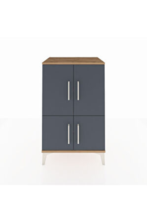Hyperion Komodin 3 Raflı 4 Kapaklı 60x44x96 Çam-Antrasit