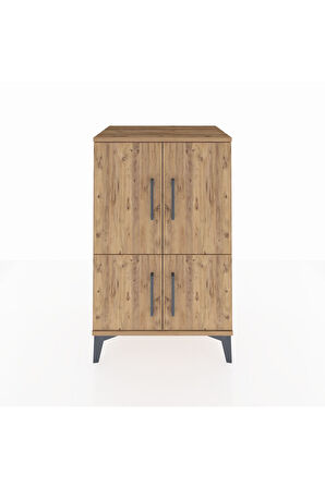 Hyperion Komodin 3 Raflı 4 Kapaklı 60x44x96 Çam-Çam