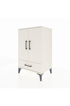 Hyperion Komodin 3 Raflı Tek Çekmeceli 2 Kapaklı 60x44x96 Aytaşı-Aytaşı