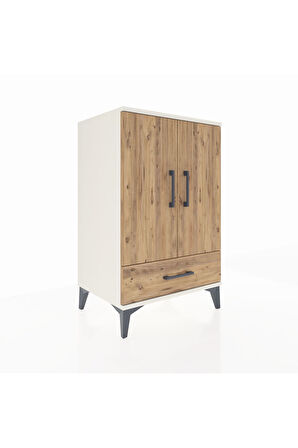Hyperion Komodin 3 Raflı Tek Çekmeceli 2 Kapaklı 60x44x96 Aytaşı-Çam