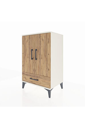 Hyperion Komodin 3 Raflı Tek Çekmeceli 2 Kapaklı 60x44x96 Aytaşı-Çam