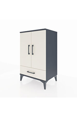 Hyperion Komodin 3 Raflı Tek Çekmeceli 2 Kapaklı 60x44x96 Antrasit-Aytaşı