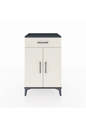 Hyperion Komodin 2 Raflı Tek Çekmeceli 2 Kapaklı 60x44x96 Antrasit-Aytaşı