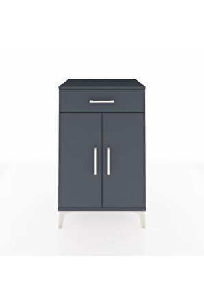 Hyperion Komodin 2 Raflı Tek Çekmeceli 2 Kapaklı 60x44x96 Antrasit-Antrasit