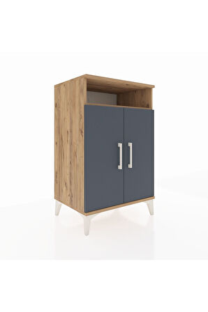 Hyperion Komodin 3 Raflı 2 Kapaklı 60x44x96 Çam-Antrasit