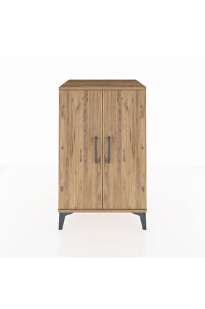 Hyperion Komodin 2 Raflı 2 Kapaklı 60x44x96 Çam-Çam