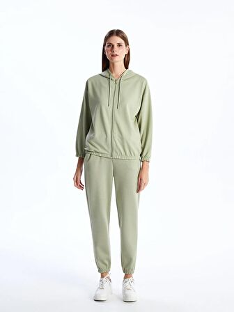 Kapüşonlu Oversize Kadın Fermuarlı Sweatshirt