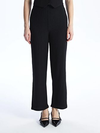 Kadın Beli Lastikli Düz Pantolon