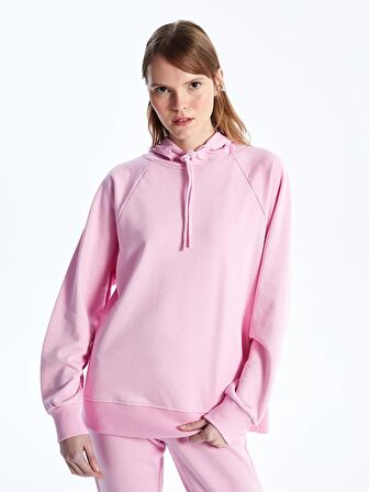 Düz Uzun Kollu Oversize Kadın Hoodie