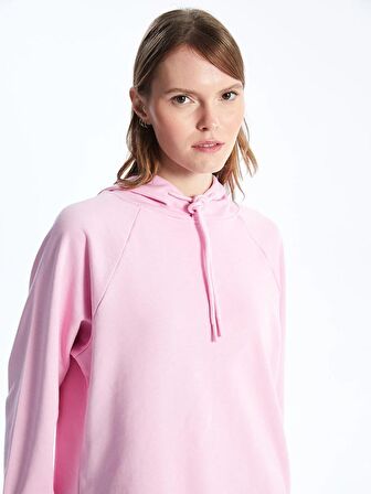 Düz Uzun Kollu Oversize Kadın Hoodie