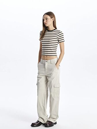 Standart Fit Gabardin Kadın Kargo Pantolon