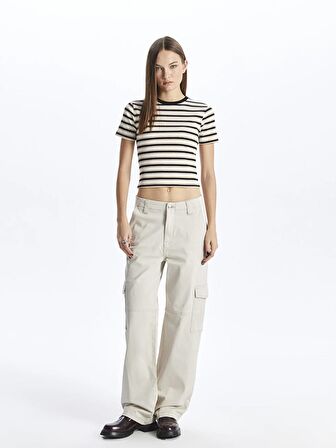 Standart Fit Gabardin Kadın Kargo Pantolon