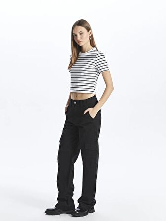 Standart Fit Gabardin Kadın Kargo Pantolon