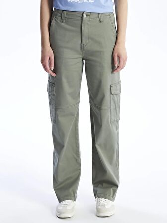 Standart Fit Gabardin Kadın Kargo Pantolon