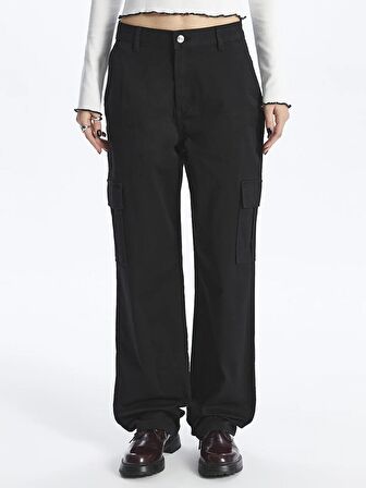 Standart Fit Gabardin Kadın Kargo Pantolon