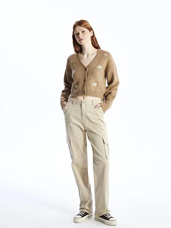 Standart Fit Gabardin Kadın Kargo Pantolon