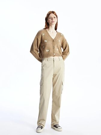 Standart Fit Gabardin Kadın Kargo Pantolon