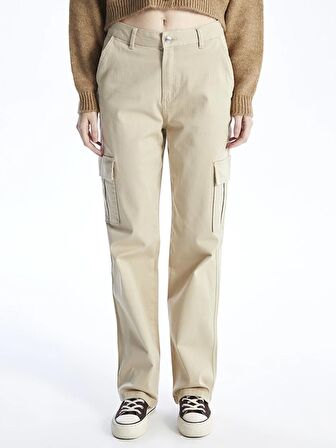 Standart Fit Gabardin Kadın Kargo Pantolon