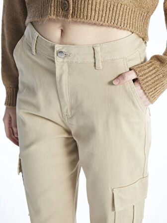 Standart Fit Gabardin Kadın Kargo Pantolon